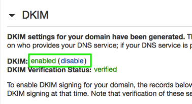 SES DKIM enable