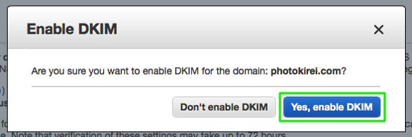 SES enable DKIM