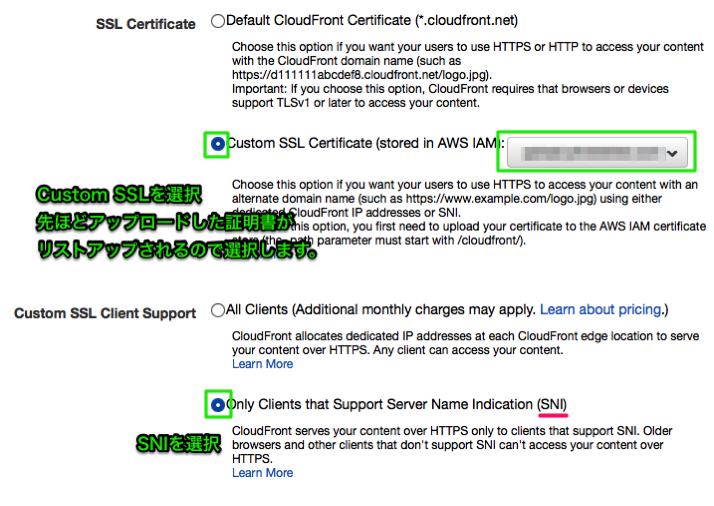 CloudFront SSLの設定
